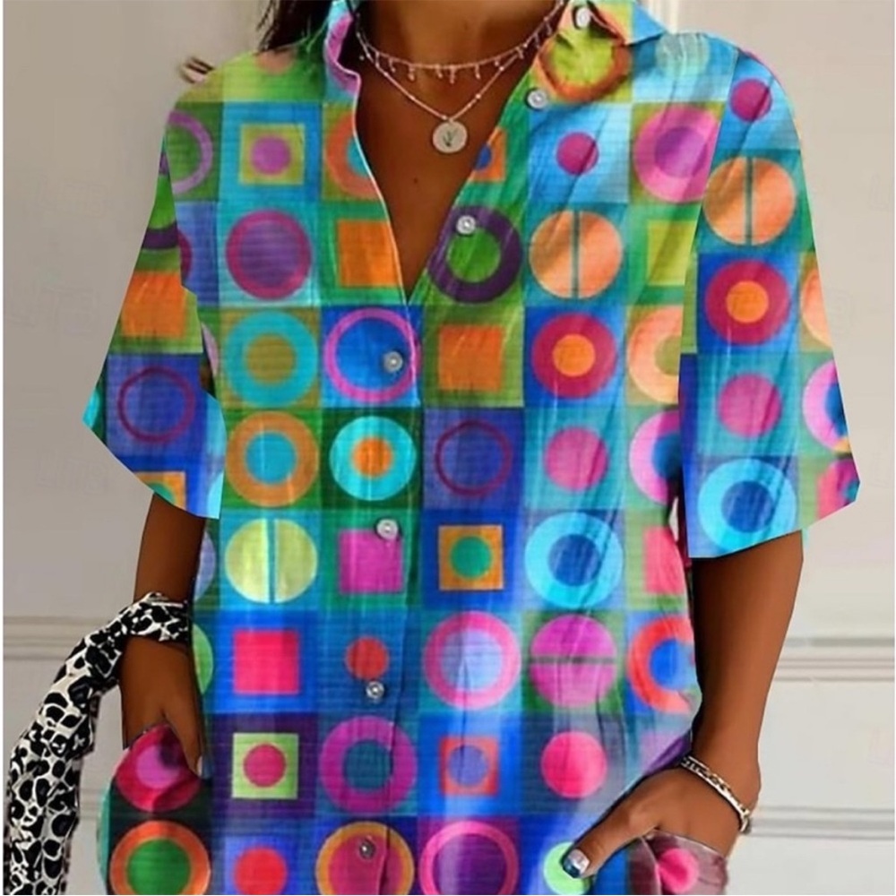 Colorful Geometric Print Women's Top